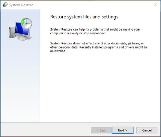Restore System Files and Settings