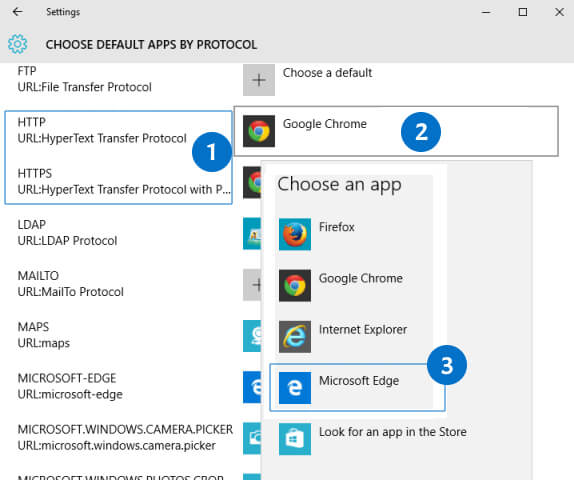 Choose default apps by protocol Windows 11