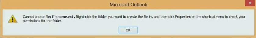 Outlook cannot create file