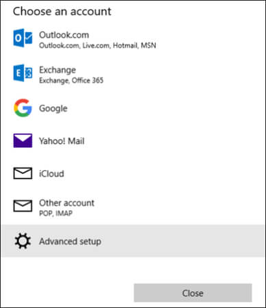 Choose an Account Windows Mail