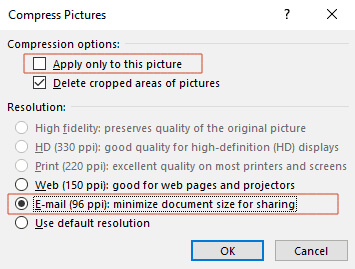 Compress Pictures Dialog Powerpoint