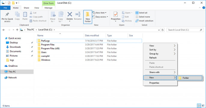 Create New Folder Drive C
