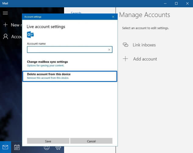 Delete Account Windows Mail