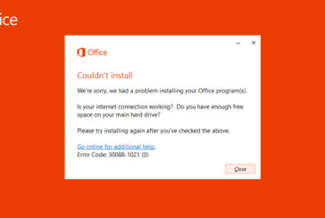 Error code 30088-1021 (0) when installing Office