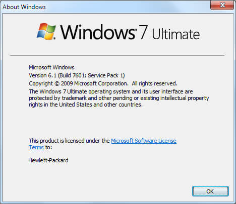 Windows 7 Operating System Information