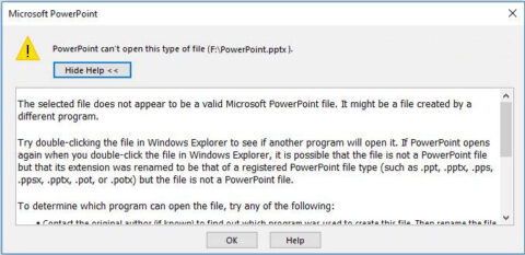 Powerpoint cannot open this type of file