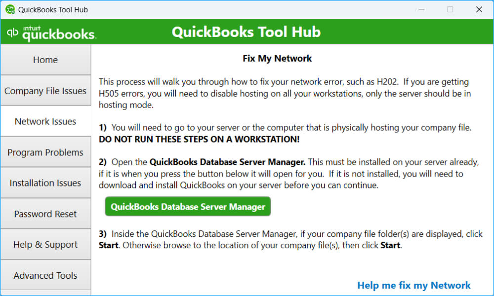 Run QuickBooks Database Server Manager Tool